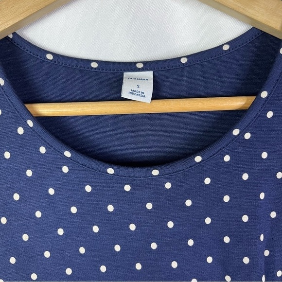 Old Navy Blue & White Polka Dot Cinched Short Sleeve Knee Length Dress S - Picture 5 of 5